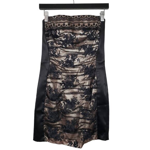 Jessica McClintock x Gunne Sax Bodycon Lace Dress Strapless Floral Lace - 3 - Picture 1 of 8